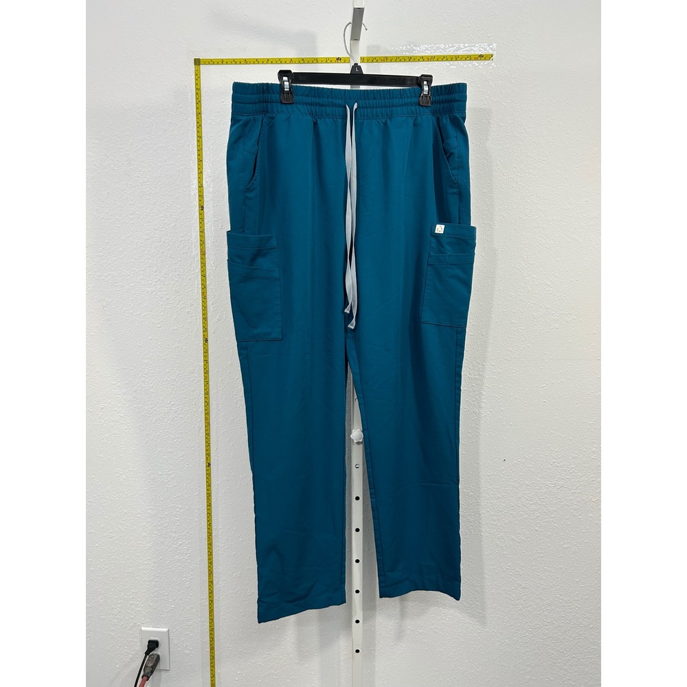 Resurge Caris Teal Blue Cargo Scrub Pants XL Elastic Waist Drawstring RE5514